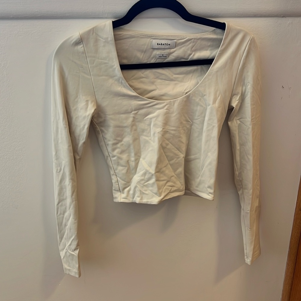 Cream Babaton stretch material crop top